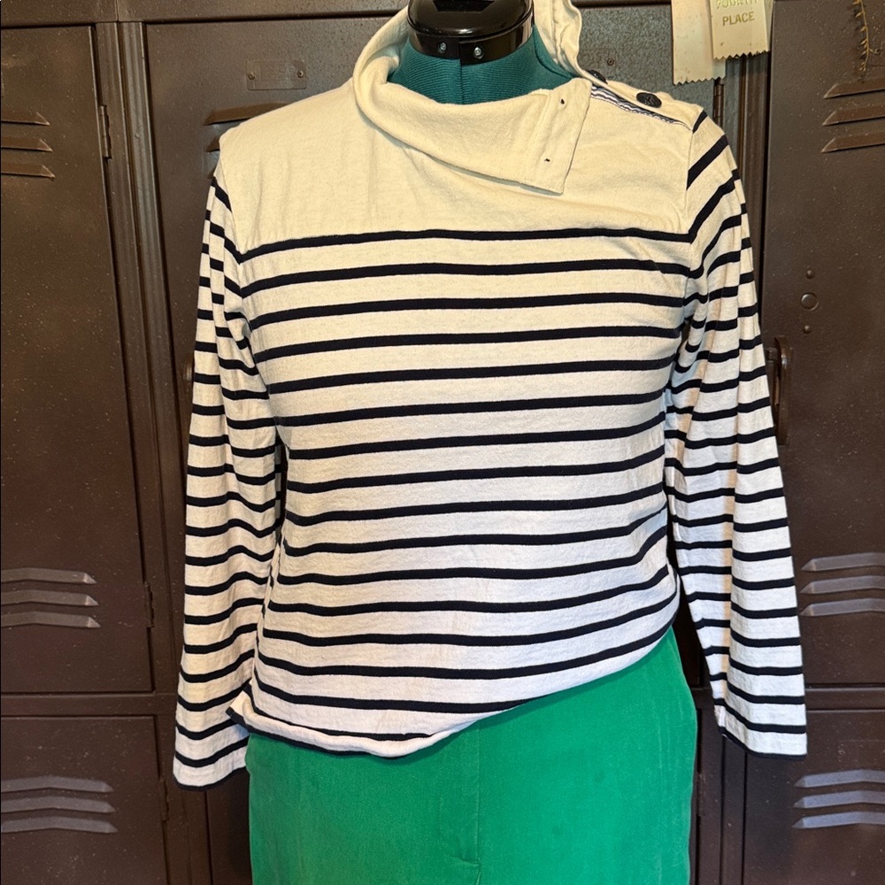 J CrewStriped Long Sleeve Top with Button Detail sz S